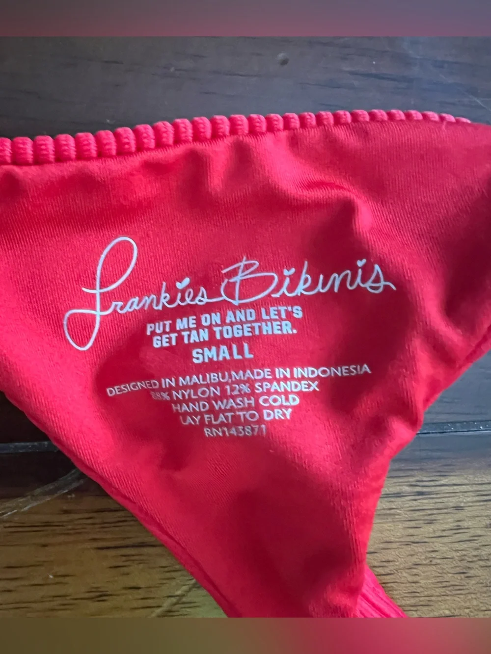 Frankie's Bikinis Red Ribbed Bikini Bottom